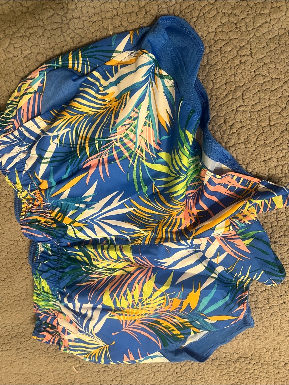 Athletic Works Women’s Blue Tropical Print Athletic Shorts - Picture 2 of 5